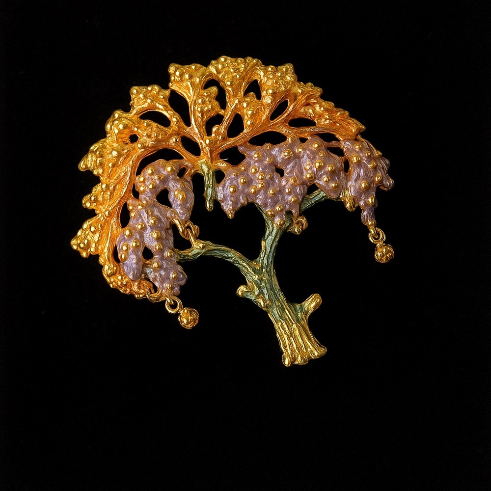 R.J. Graziano Gold and Purple Tree Brooch
